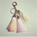 Tassel chapeado ouro desenhador chaveiros chaveiro de borlas de seda